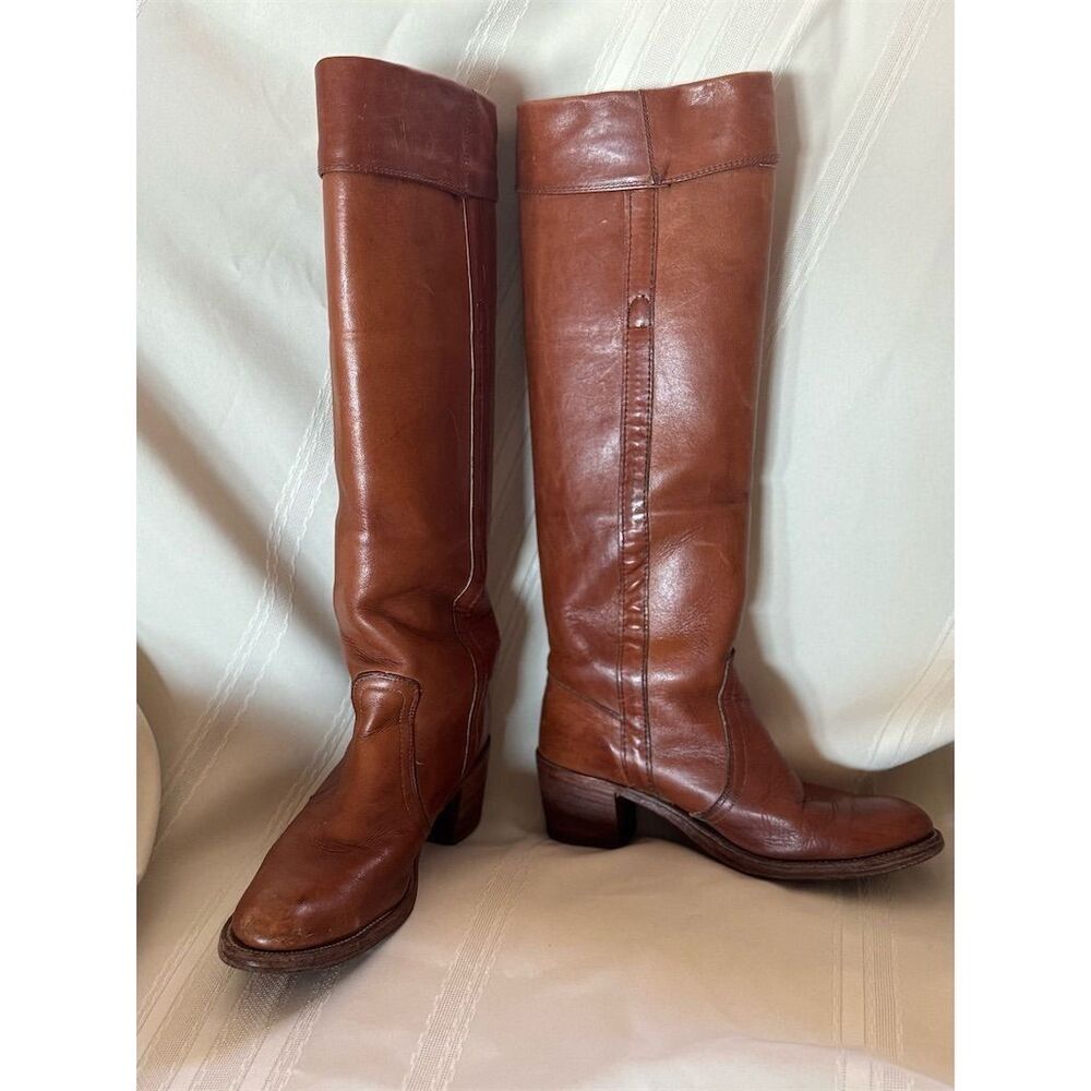 Frye Women's Vintage Brown Leather Riding Boots Size 8